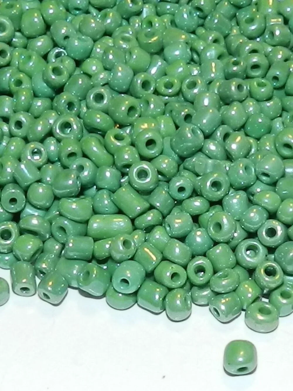 Green Opaque Luster 6/0 4mm Rondelle Glass Seed Beads 1-Ounce SB1304